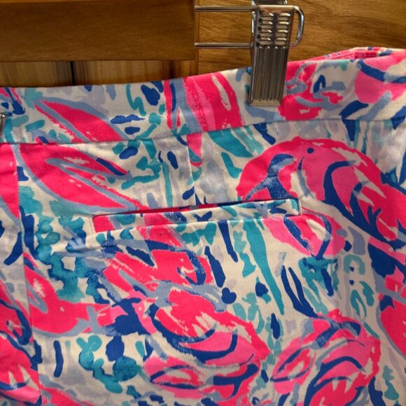 Lilly Pulitzer Hazelle Stretch Shorts 8 Cosmic Coral Cracked Up EUC - Picture 7 of 14
